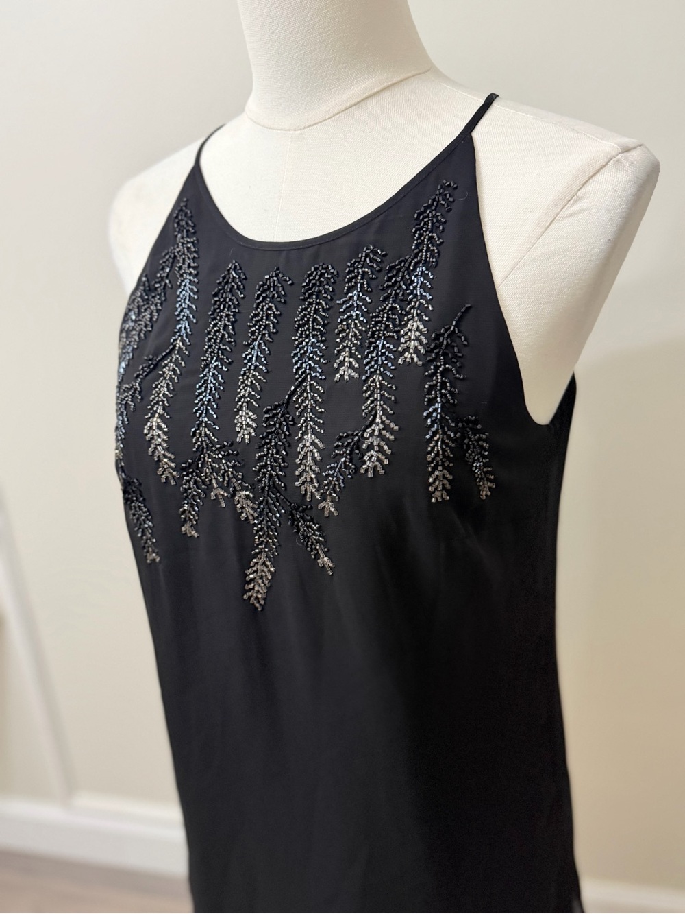 White House Black Market Black Beaded Halter Camisole - Picture 4 of 9